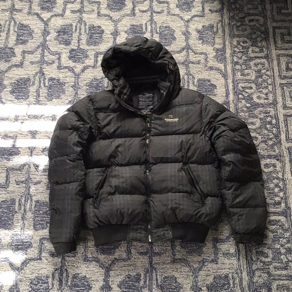 Scotch & Soda Men’s Down Black Plaid Jacket